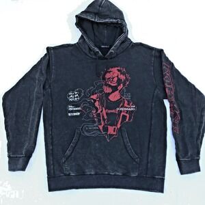 Corpse Husband Hoodie Mens Large Black Sweatshirt Anime Miss You Acid Wash Anime